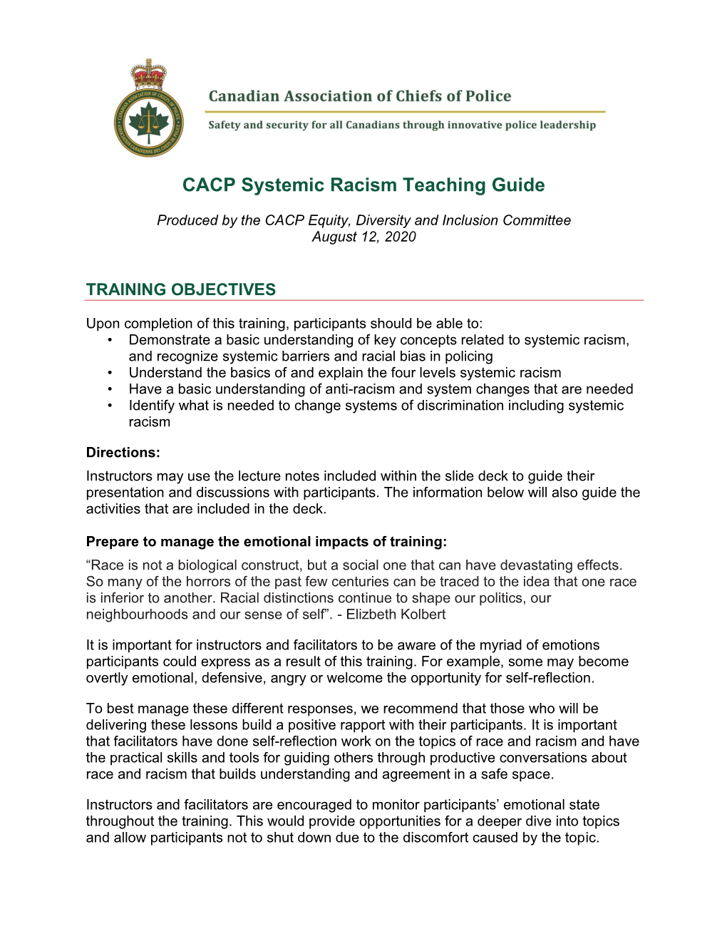 CACP Systemic Racism Teaching Guide