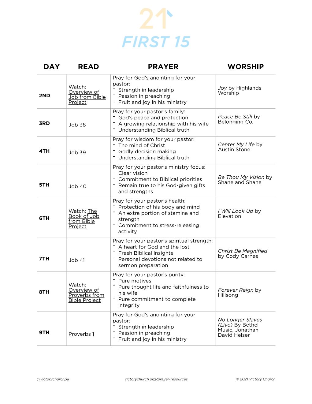 Day Read Prayer Worship