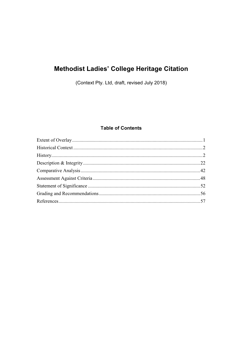 Methodist Ladies' College Heritage Citation