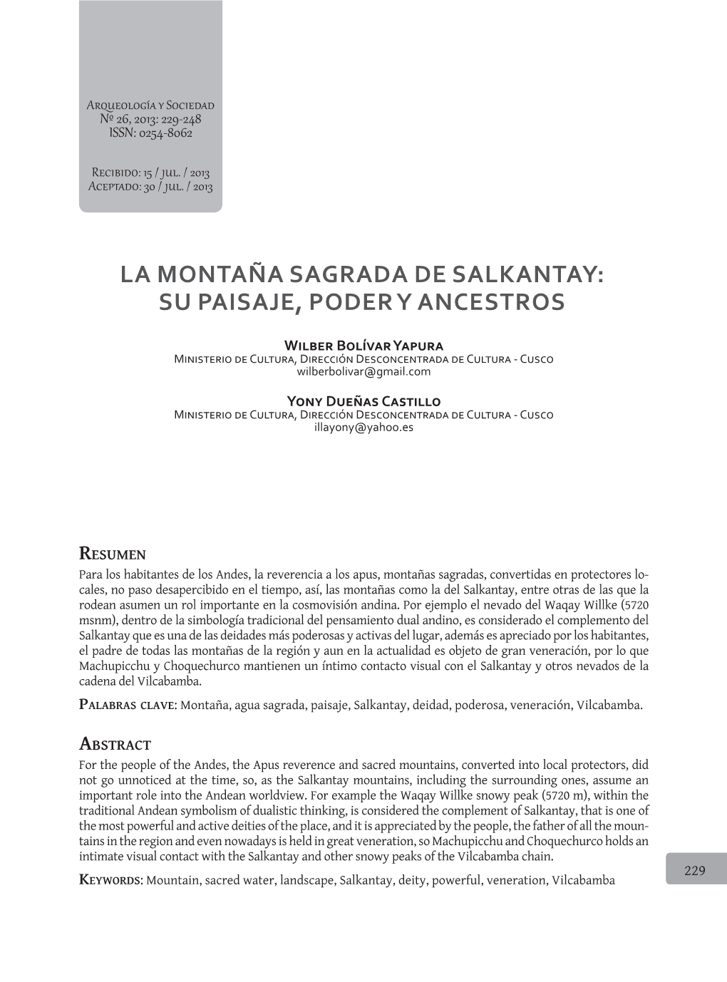 La Montaña Sagrada De Salkantay: Su Paisaje, Poder Y Ancestros