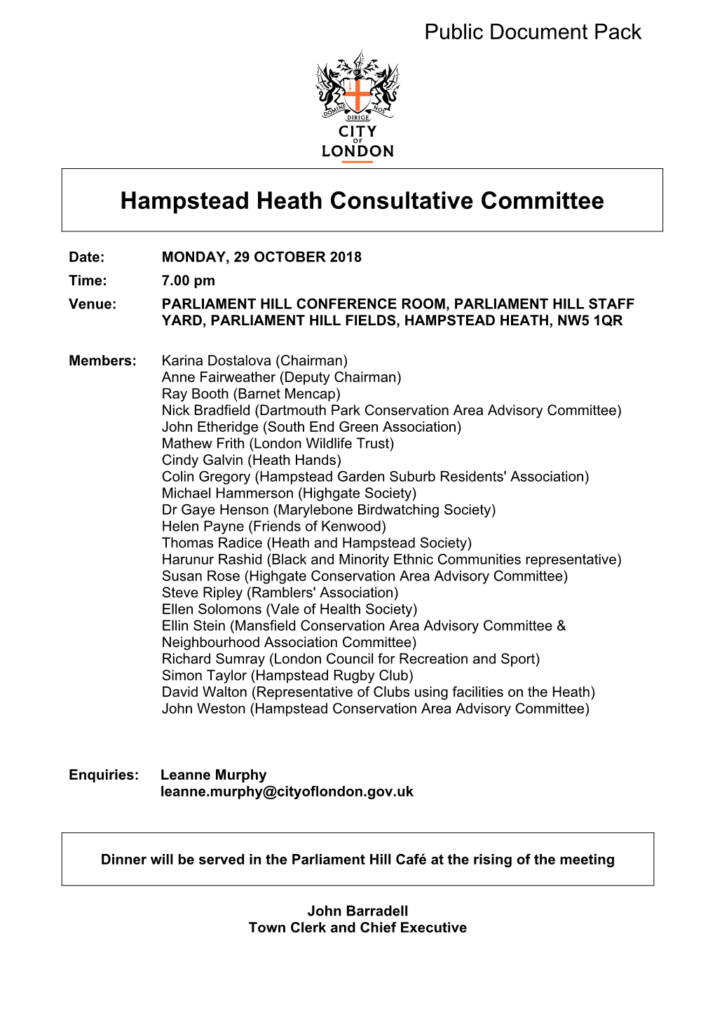 (Public Pack)Agenda Document for Hampstead Heath Consultative