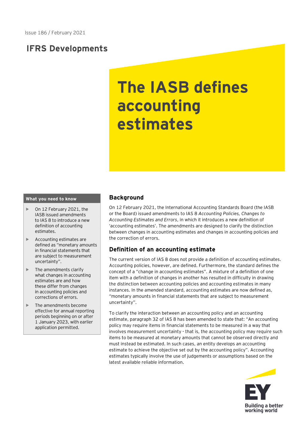 The IASB Defines Accounting Estimates