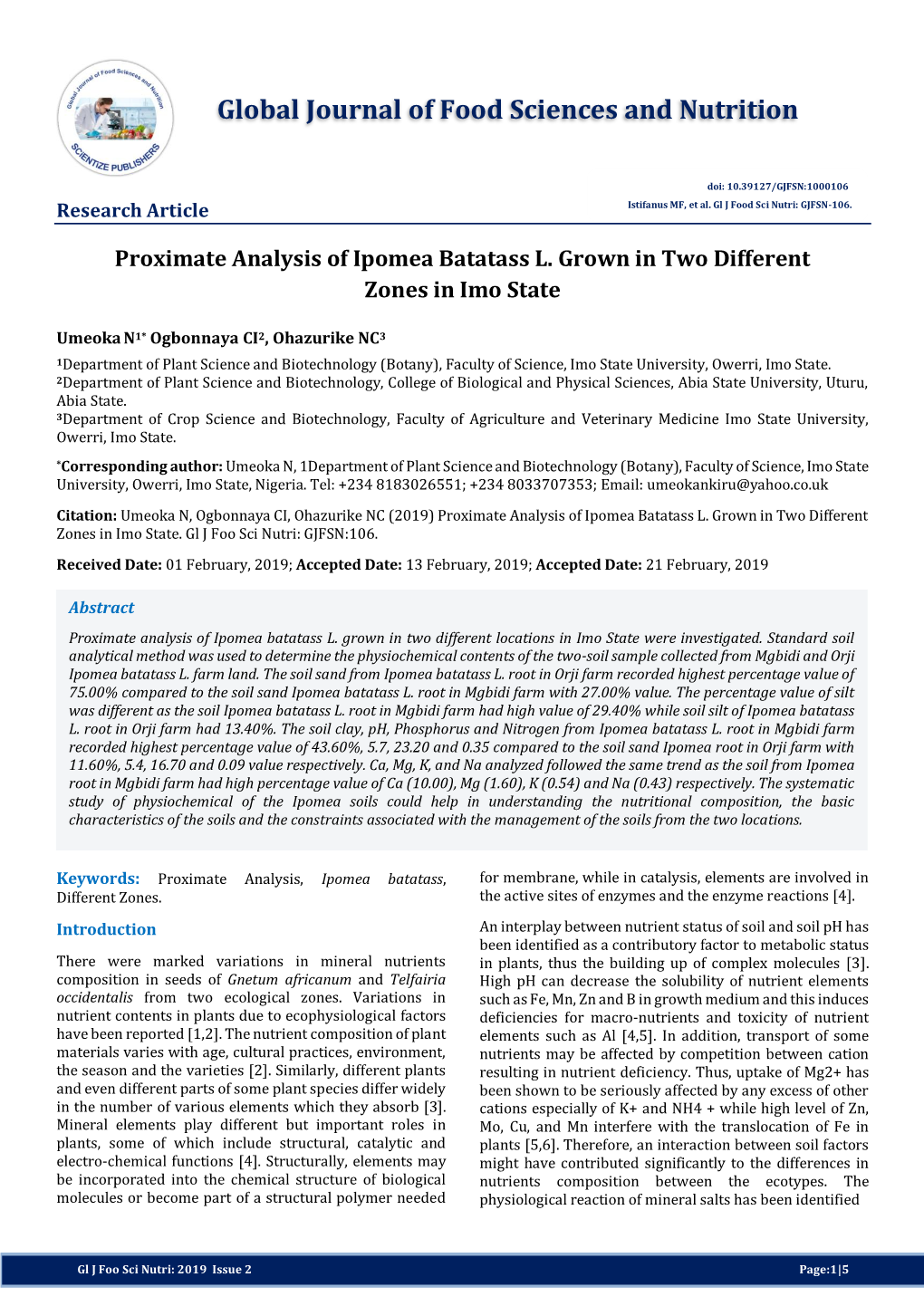 Global Journal of Food Sciences and Nutrition