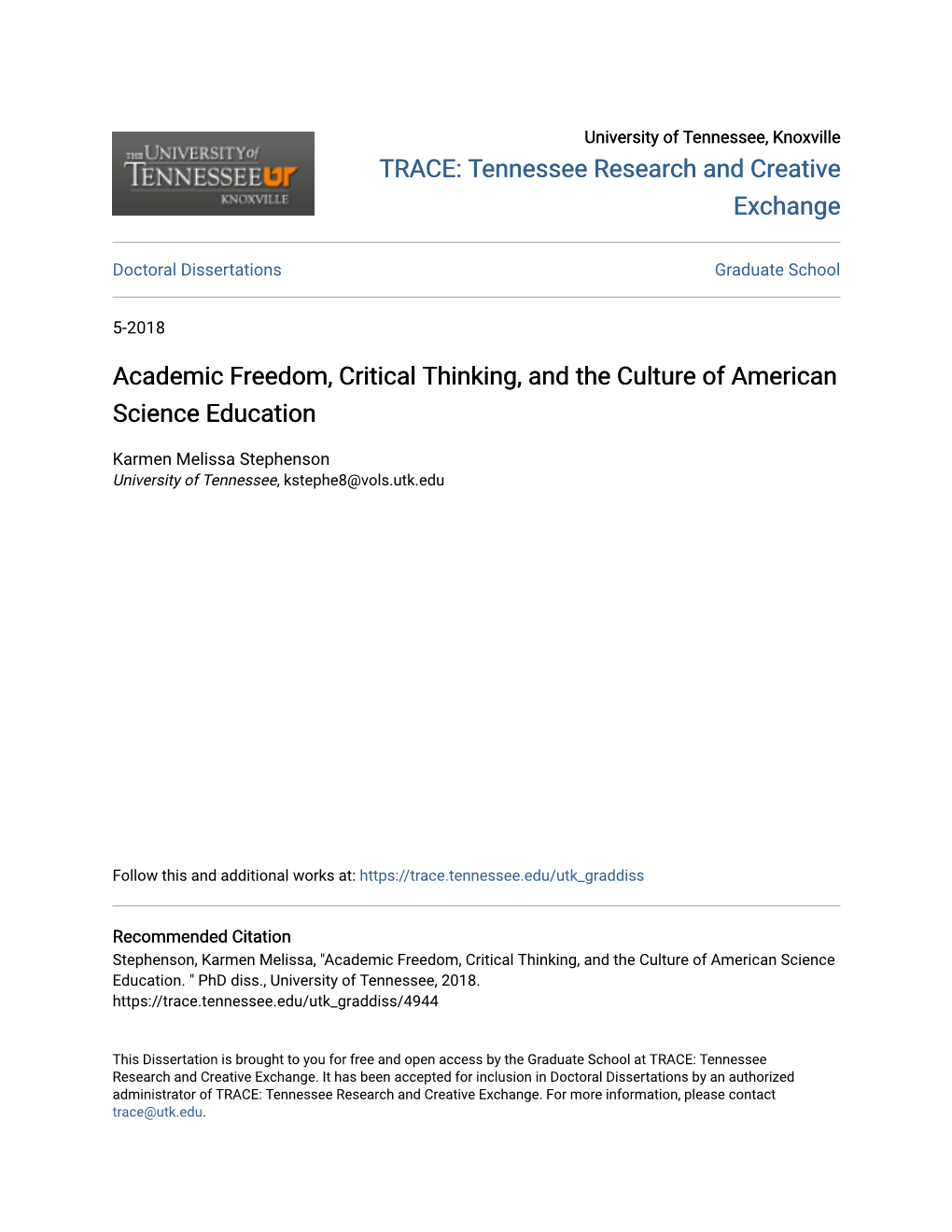 Academic Freedom, Critical Thinking, and the Culture of American Science Education