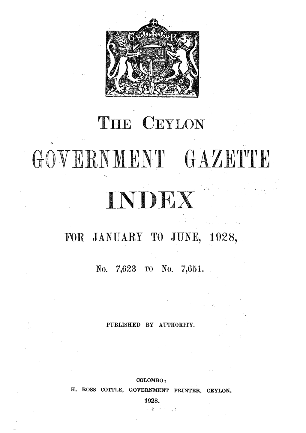 Government Gazette Index
