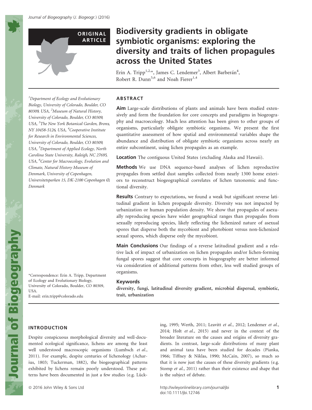 Biodiversity Gradients in Obligate Symbiotic Organisms: Exploring The