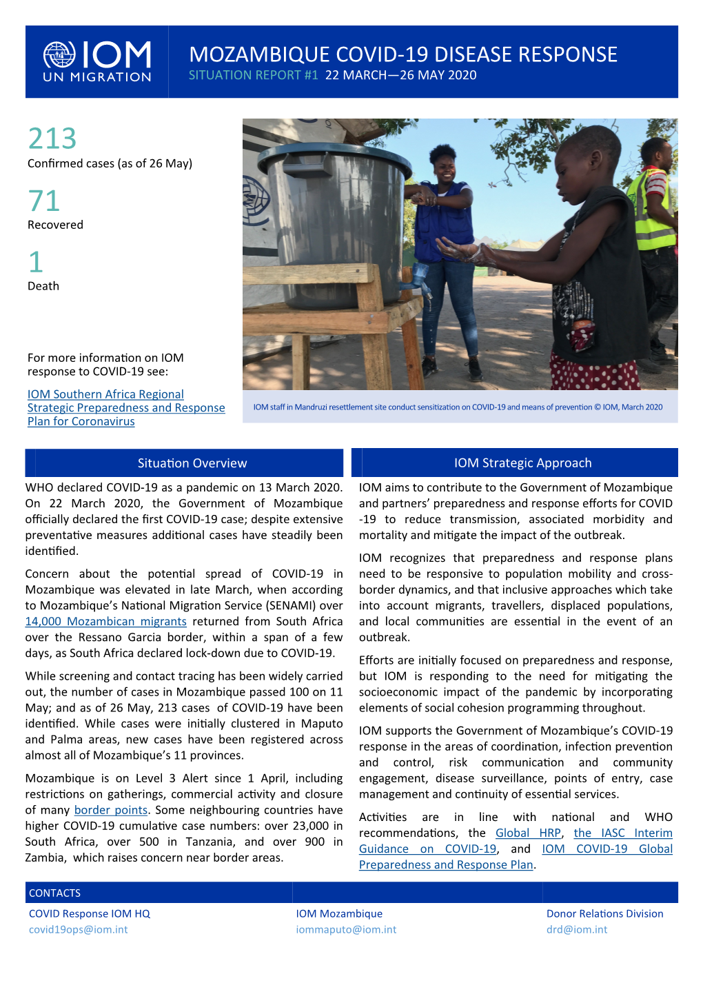 Mozambique Covid-19 Disease Response Situation Report #1 22 March—26 May 2020