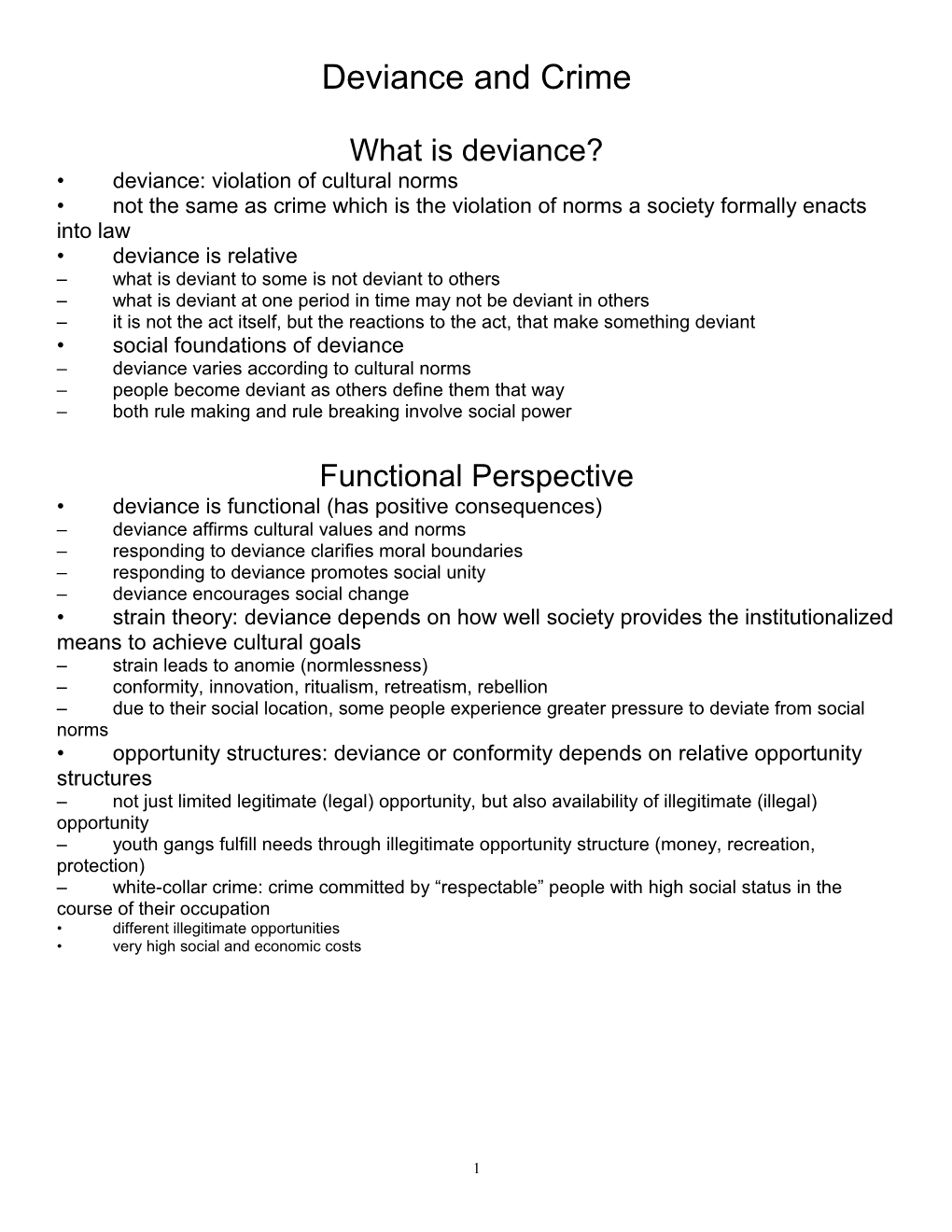 Deviance and Crime