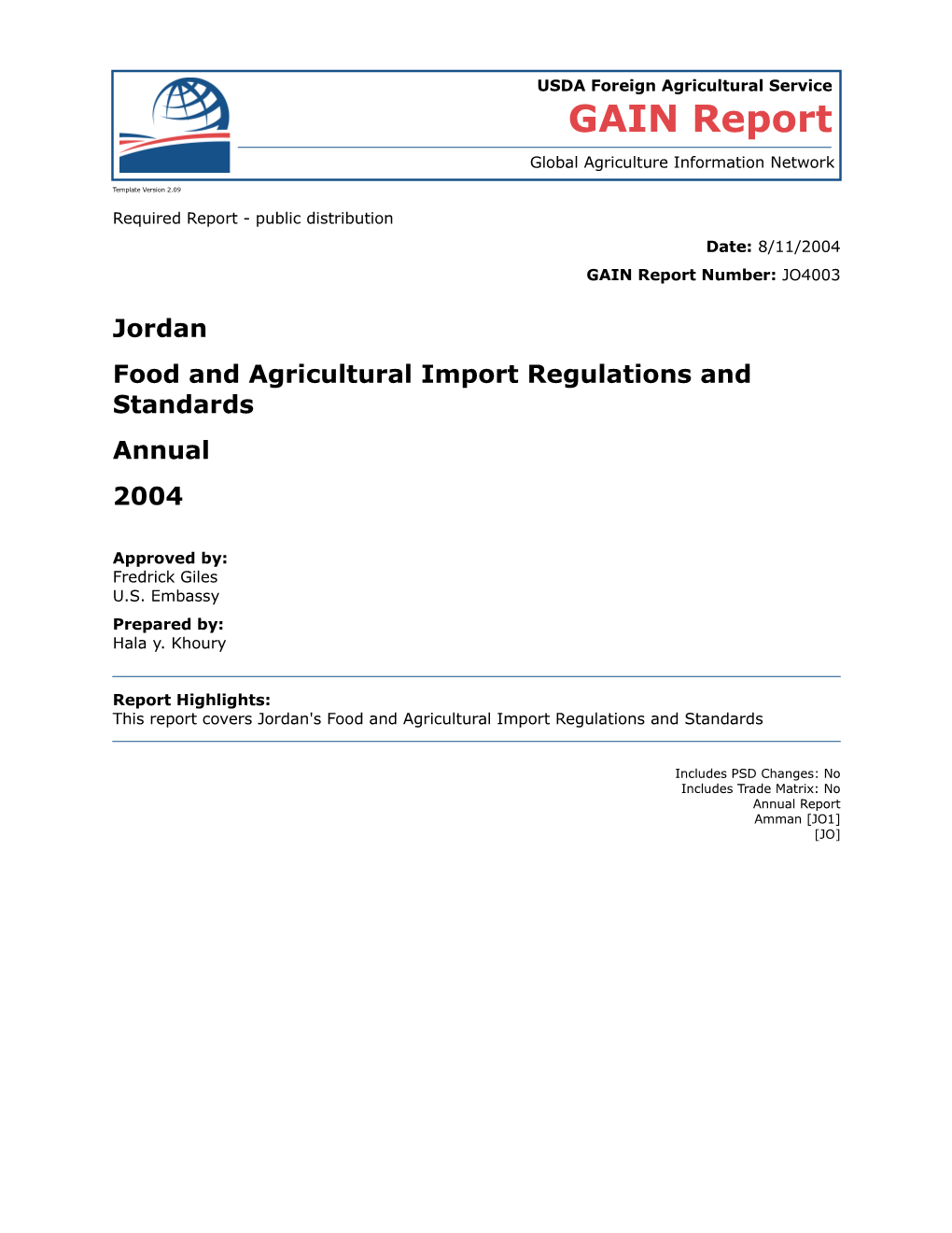 Food and Agricultural Import Regulations and Standards s1