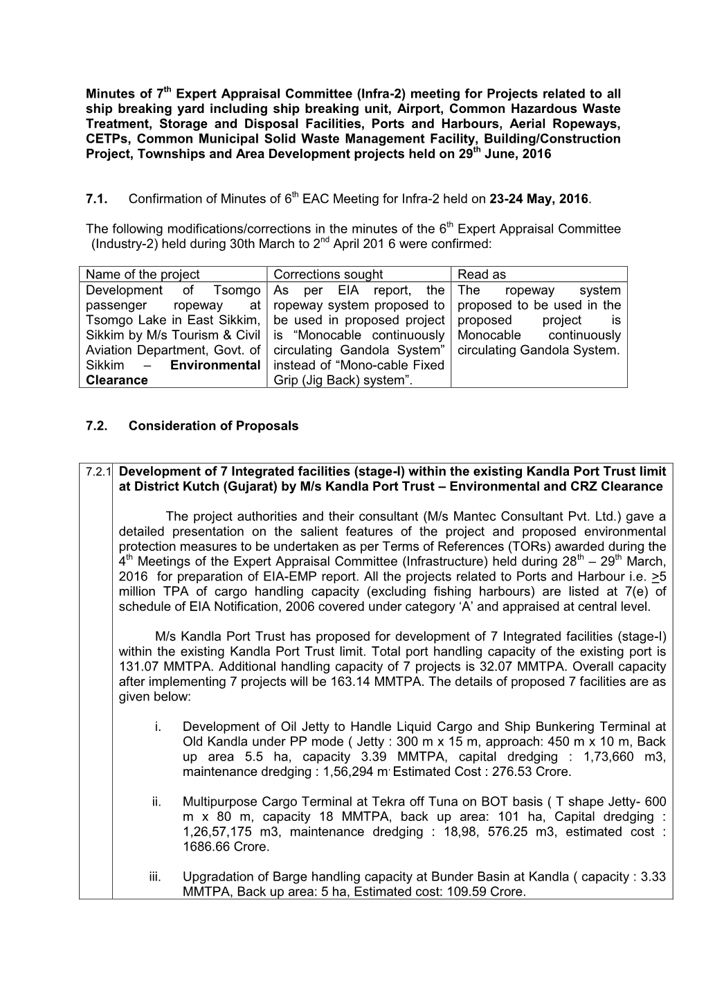 Minutes of 7Th Expert Appraisal Committee