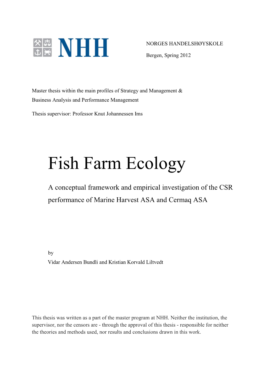 Fish Farm Ecology