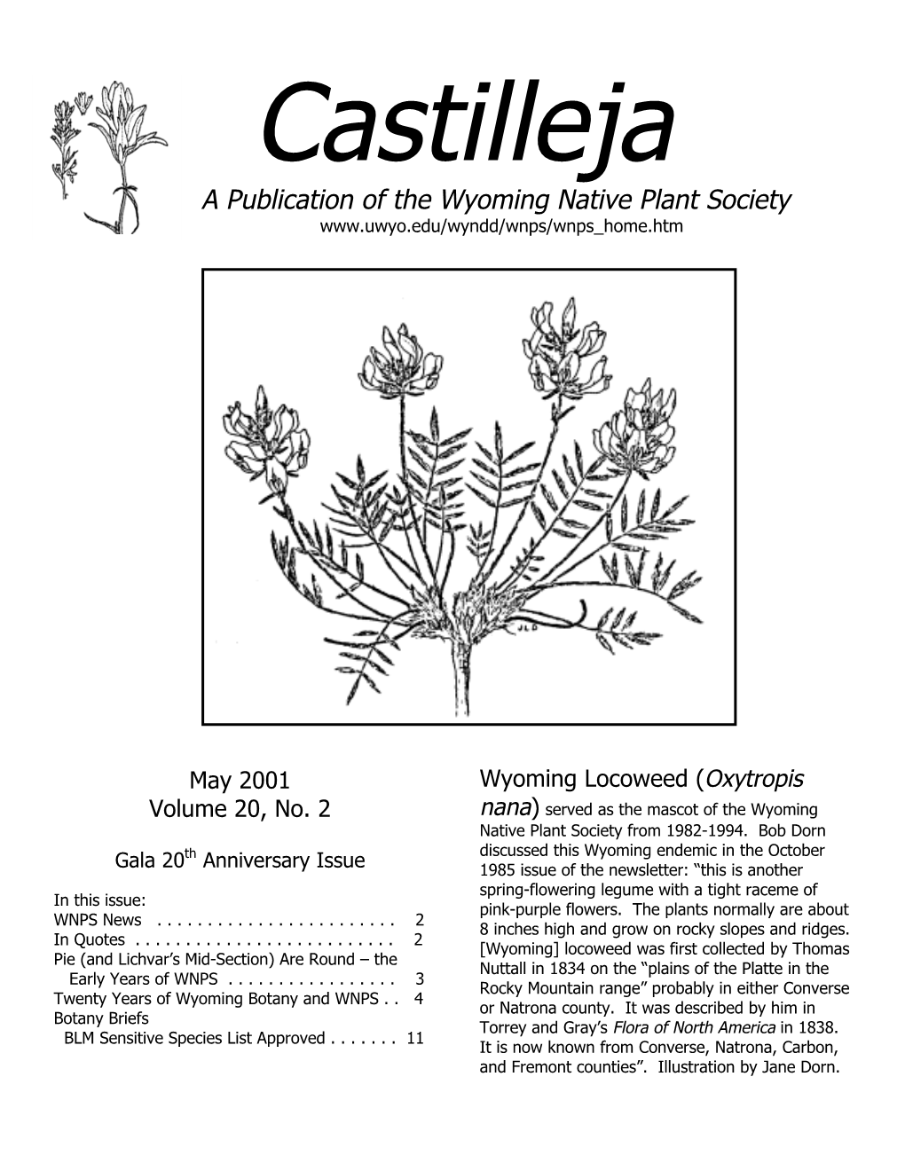 A Publication of the Wyoming Native Plant Society