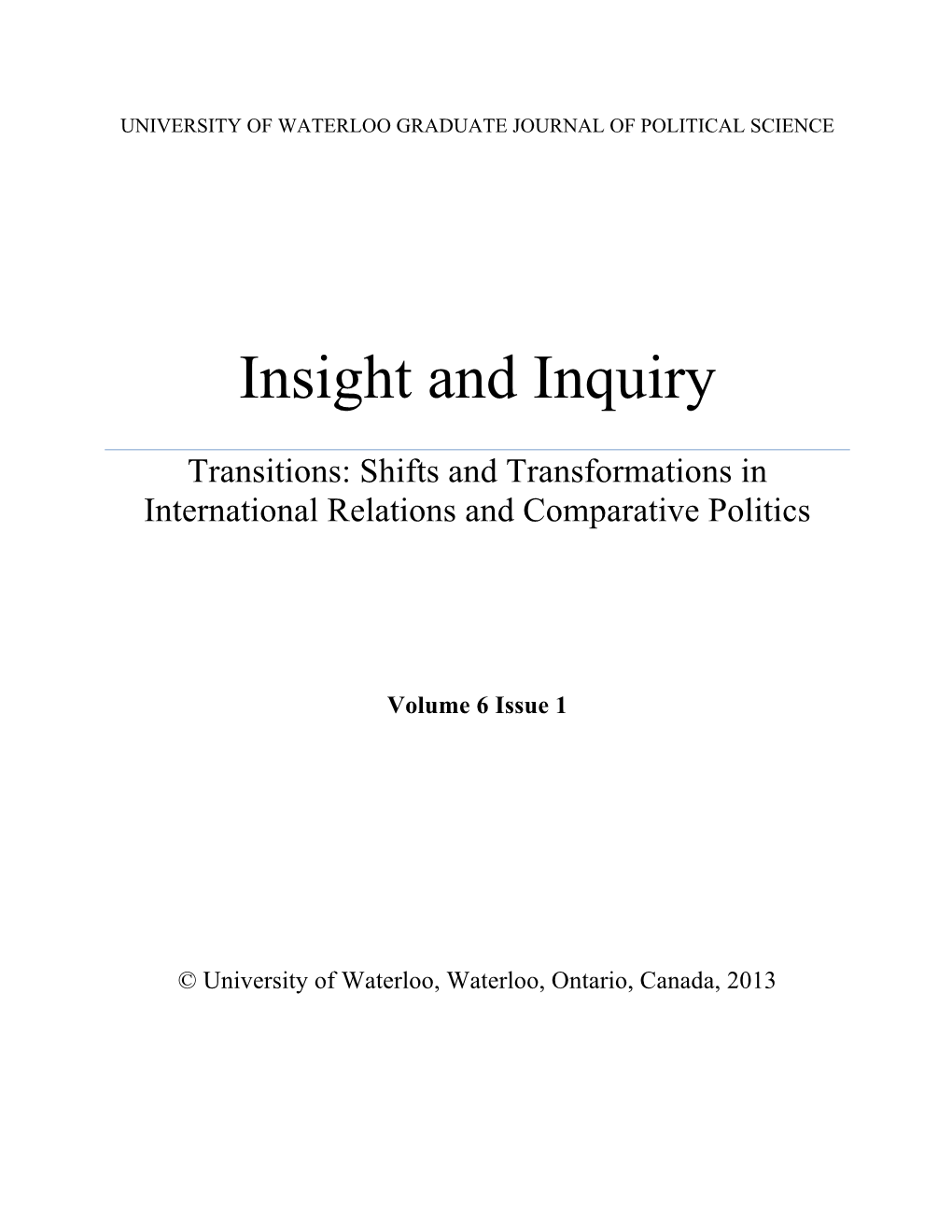 Insight and Inquiry