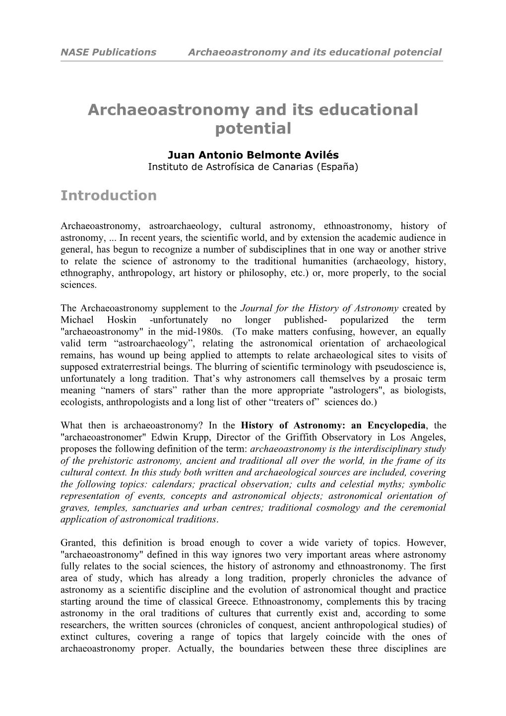 Archaeoastronomy and Its Educational Potential