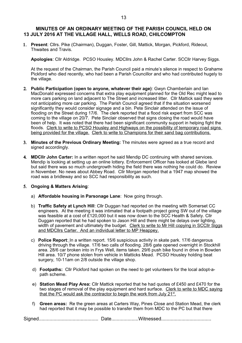 Minutes of an Ordinary Meeting of the Parish Council Held On s1