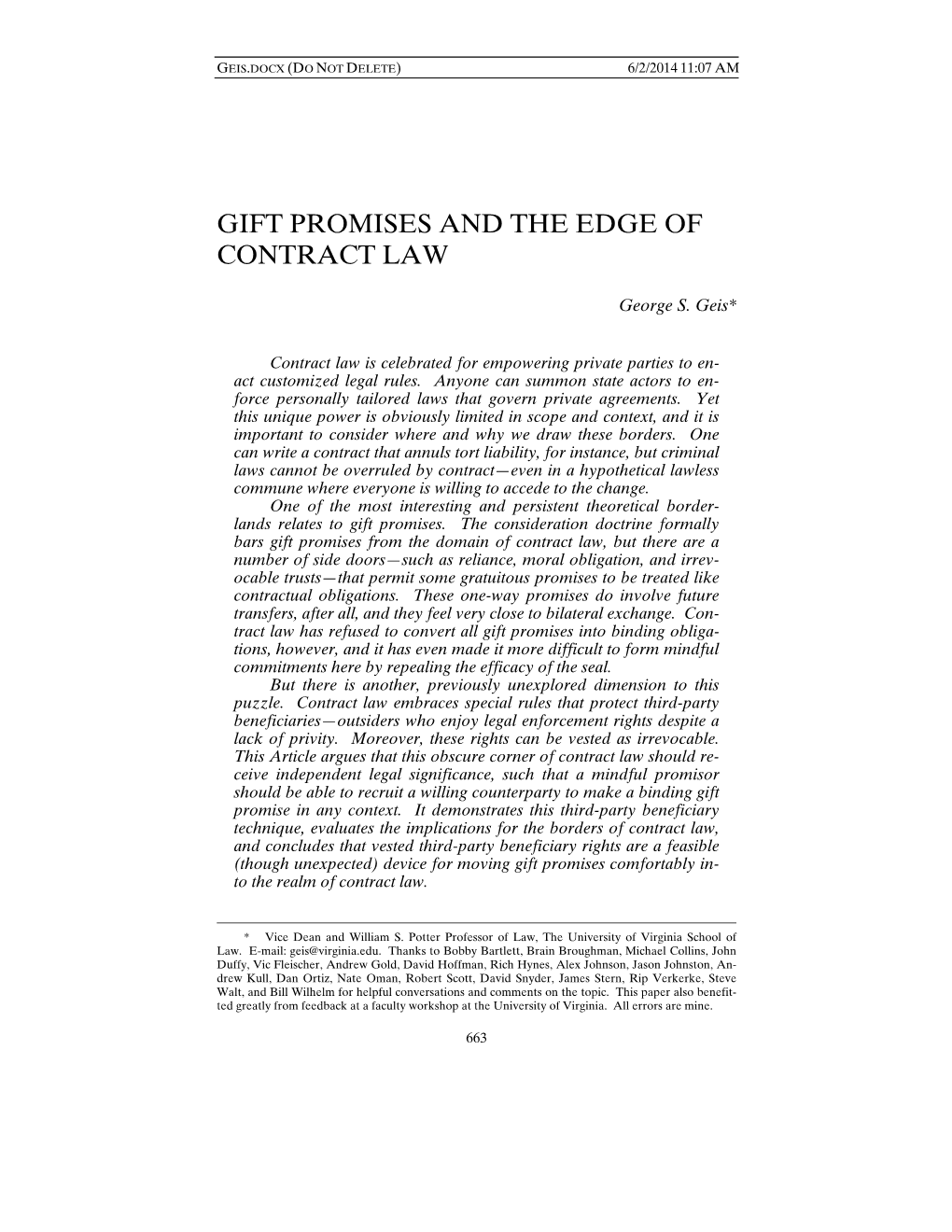 Gift Promises and the Edge of Contract Law
