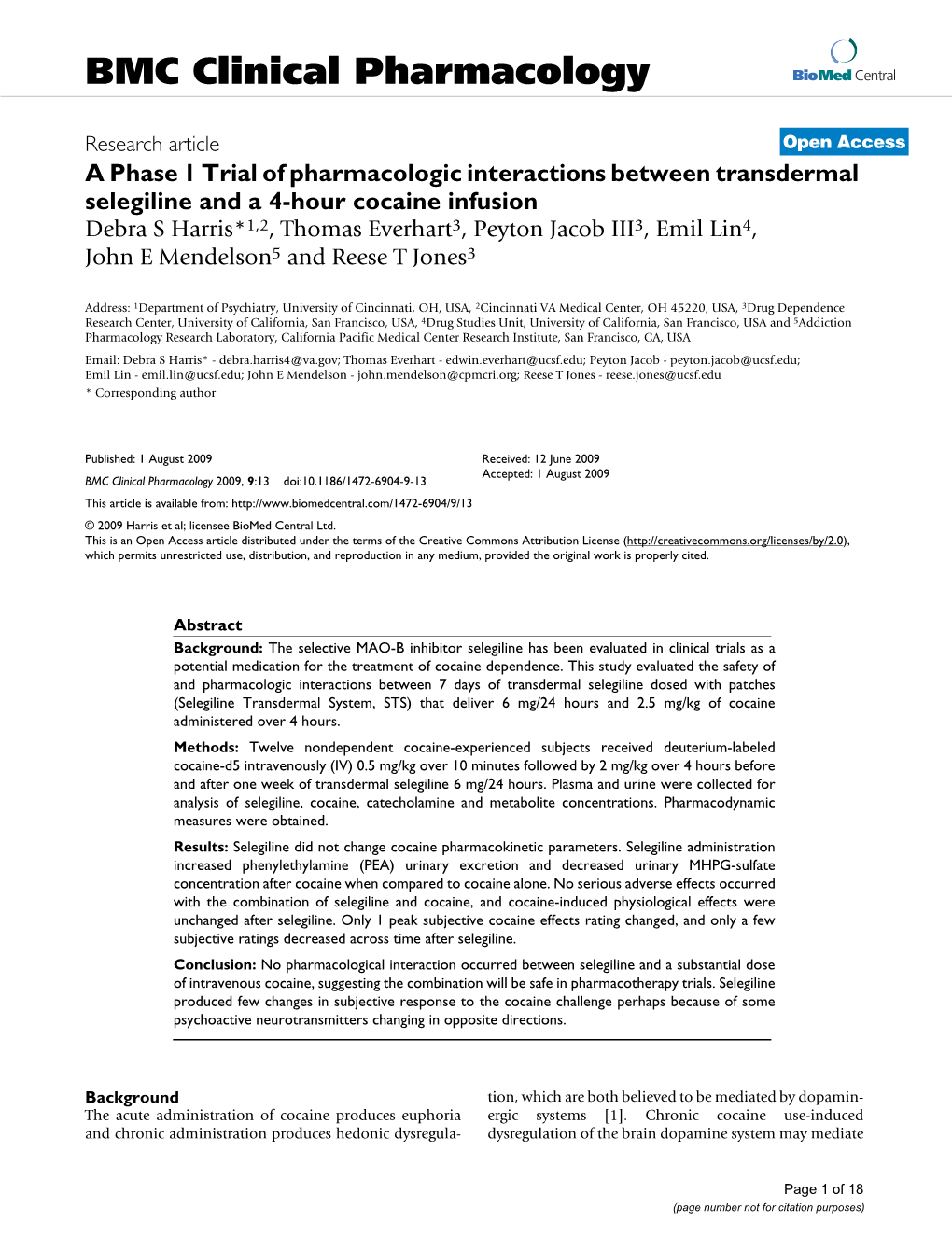 BMC Clinical Pharmacology Biomed Central