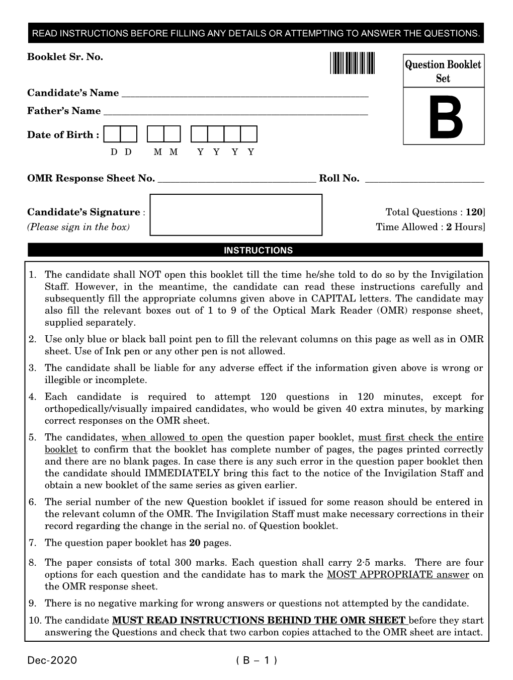 Dec-2020 ( B – 1 ) Section a 3