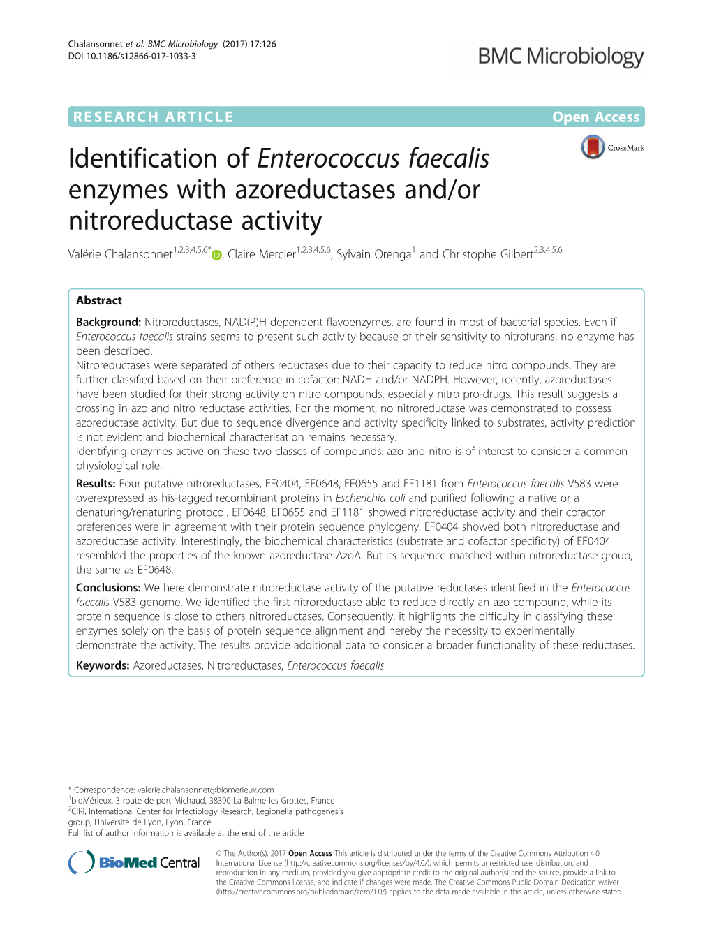 Identification of Enterococcus Faecalis Enzymes with Azoreductases And/Or