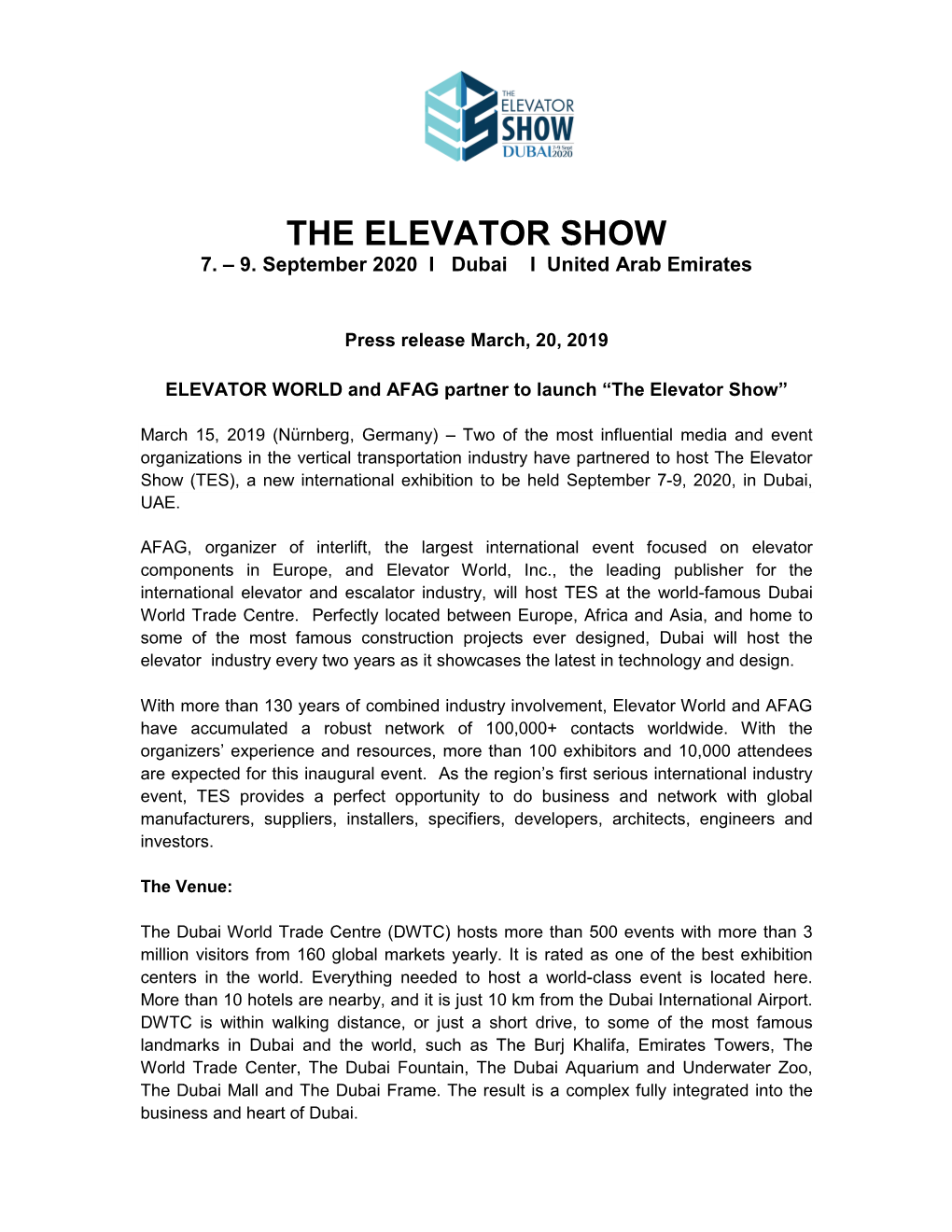 ELEVATOR WORLD and AFAG Partner to Launch "The Elevator Show"