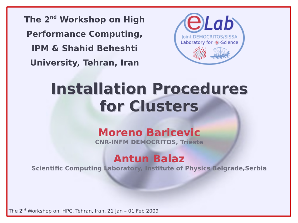 Installation Procedures for Clusters