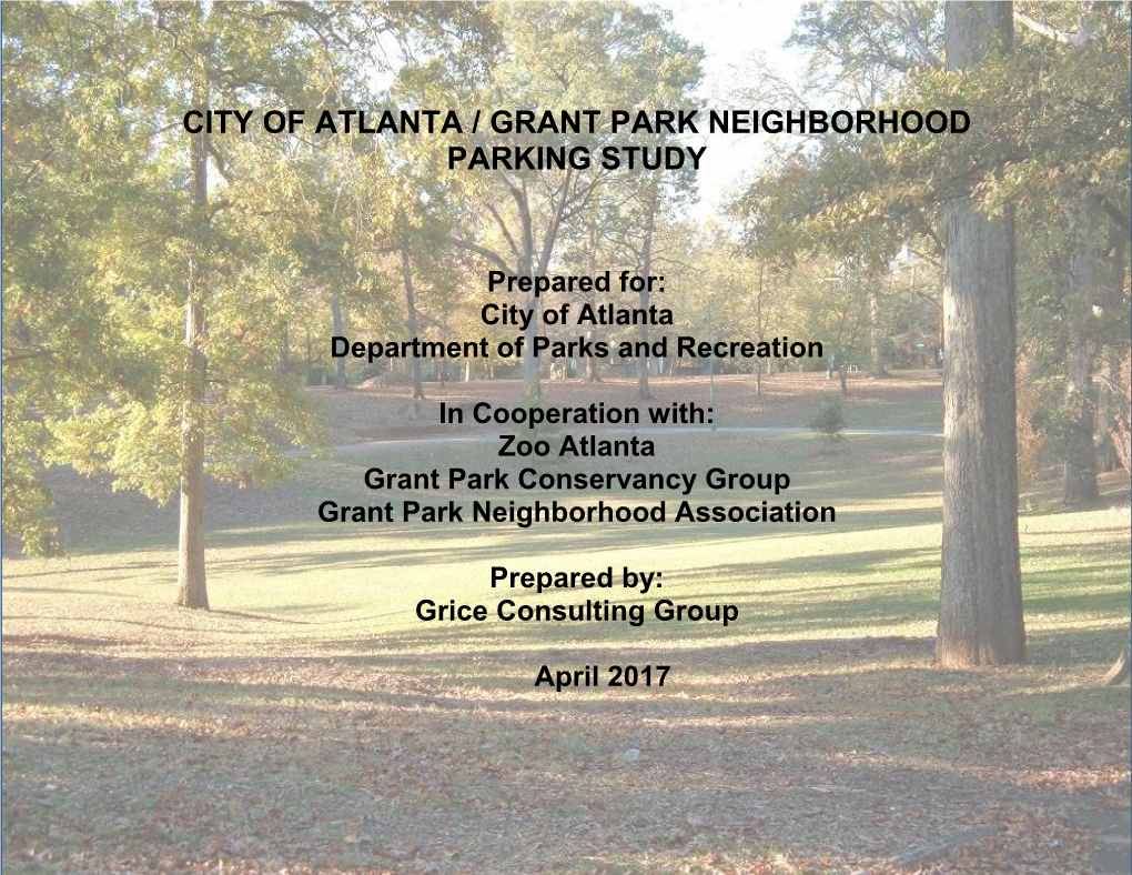 City of Atlanta / Grant Park Neighborhood Parking Study