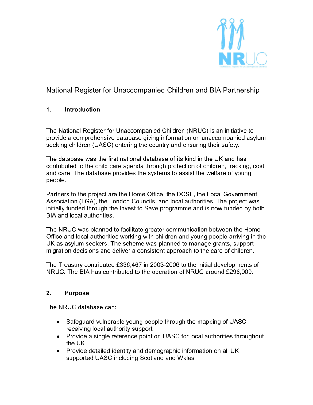 National Register for Unaccompanied Children and BIA Partnership