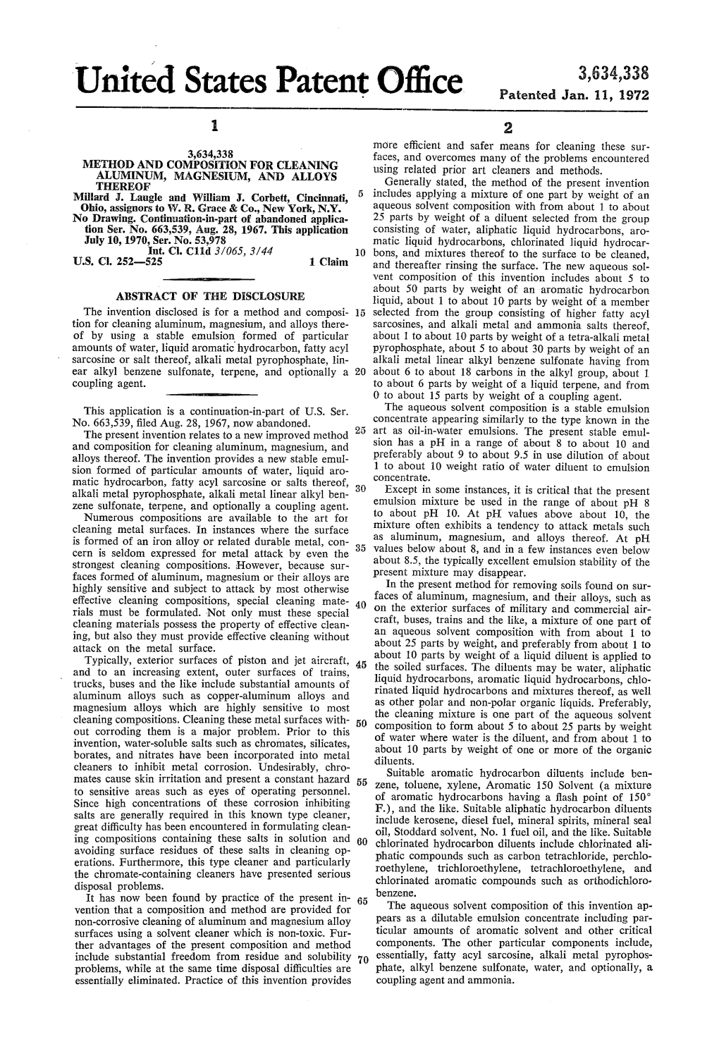 United States Patent Office Patented Jan