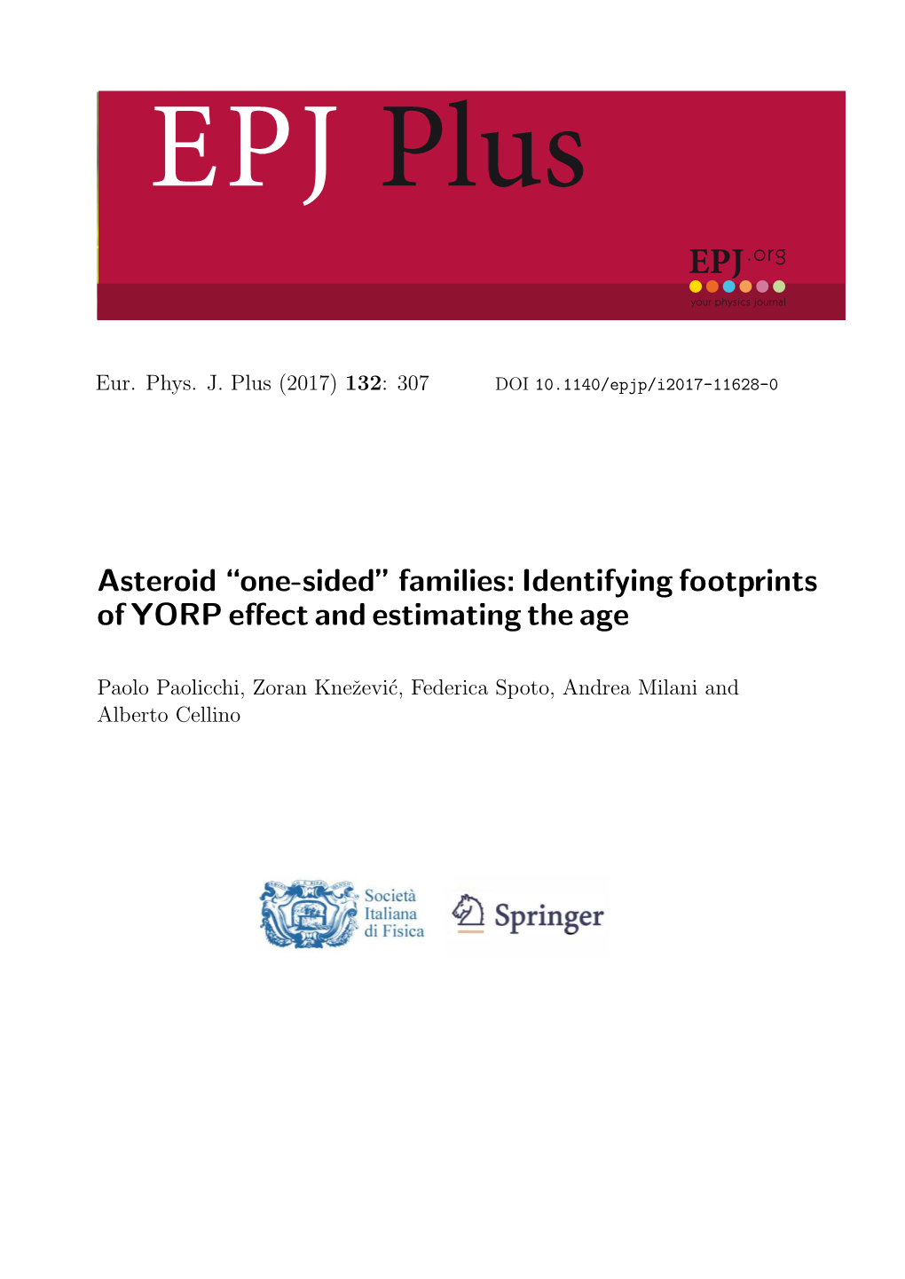 Asteroid “One-Sided” Families: Identifying Footprints of YORP Effect