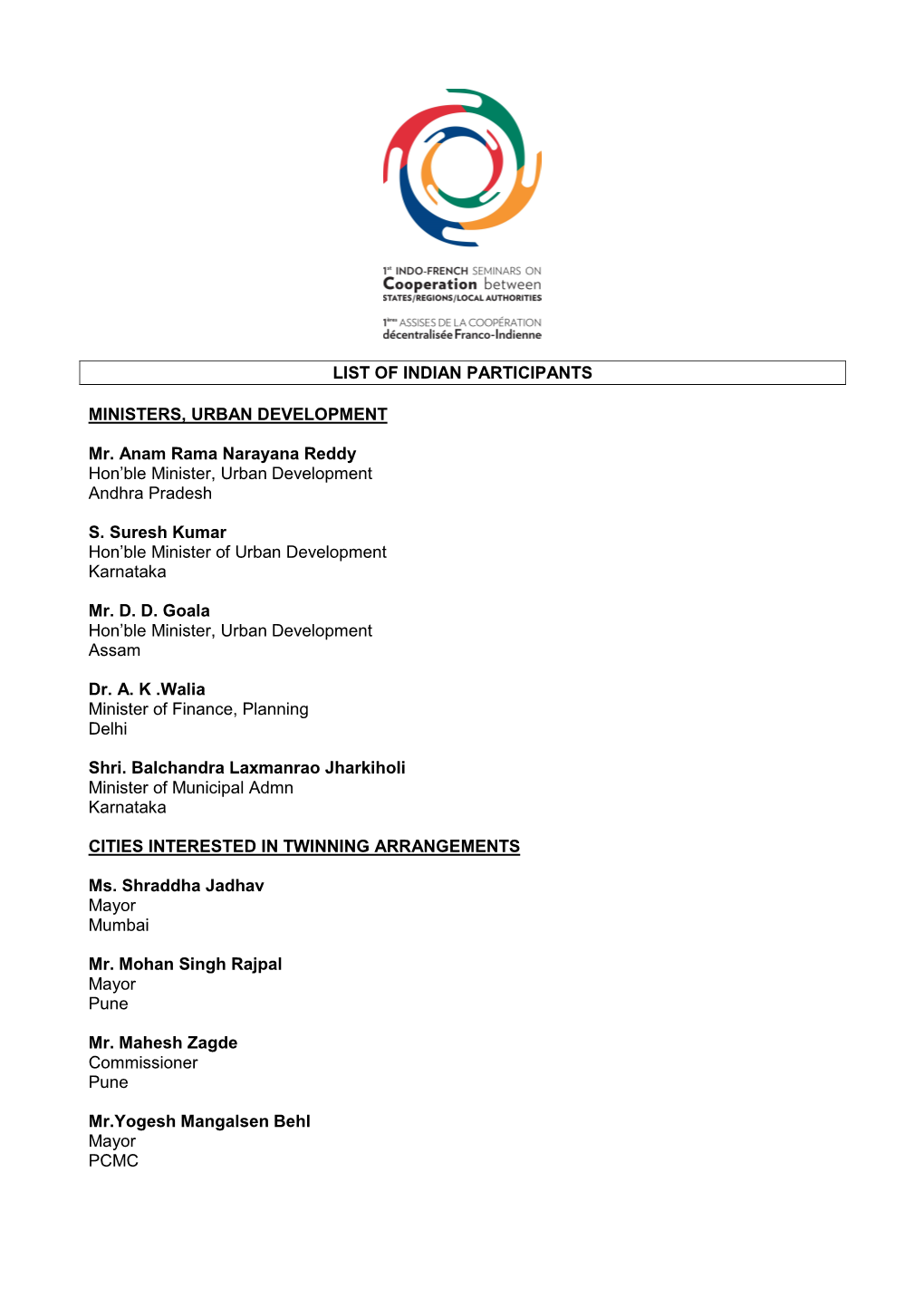 Listes Des Participants Indien 2