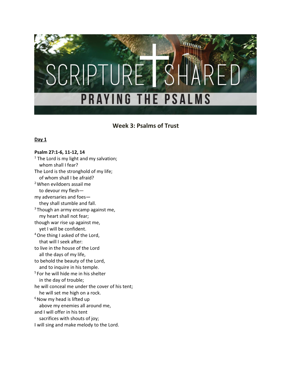 Week 3: Psalms of Trust