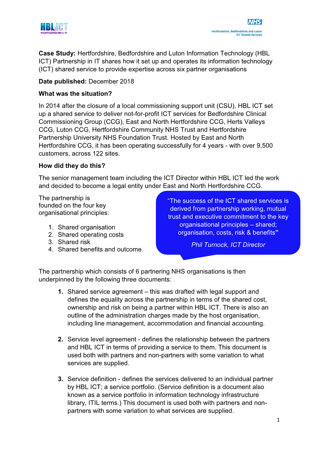 Case Study: Hertfordshire, Bedfordshire and Luton Information Technology (HBL ICT) Partnership in IT Shares How It Set up and Op