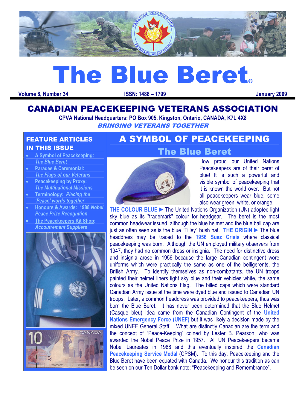The Blue Beret© Volume 8, Number 34 ISSN: 1488 – 1799 January 2009