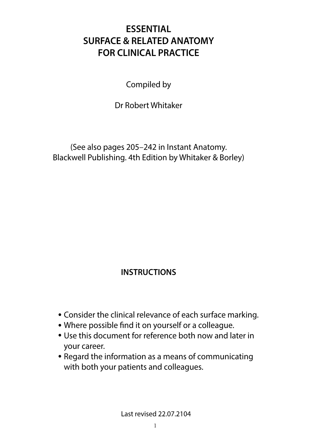 Essential Surface & Related Anatomy for Clinical Practice