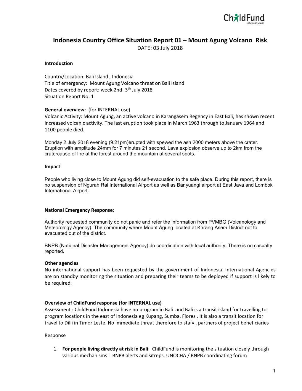 West Sumatra Earthquake Situation Report