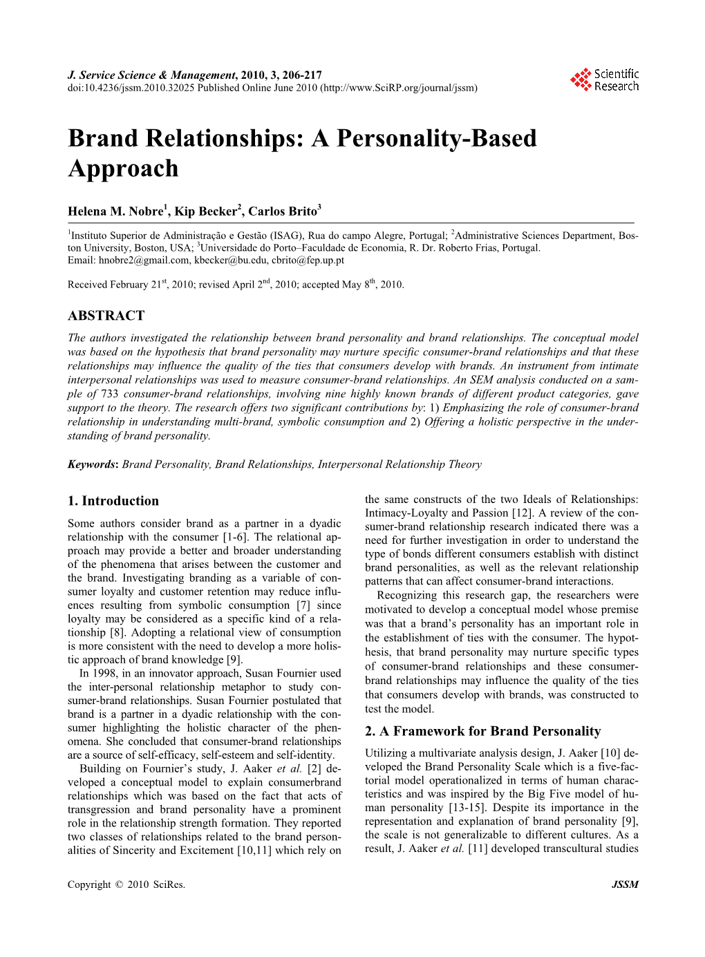 Brand Relationships: a Personality-Based Approach