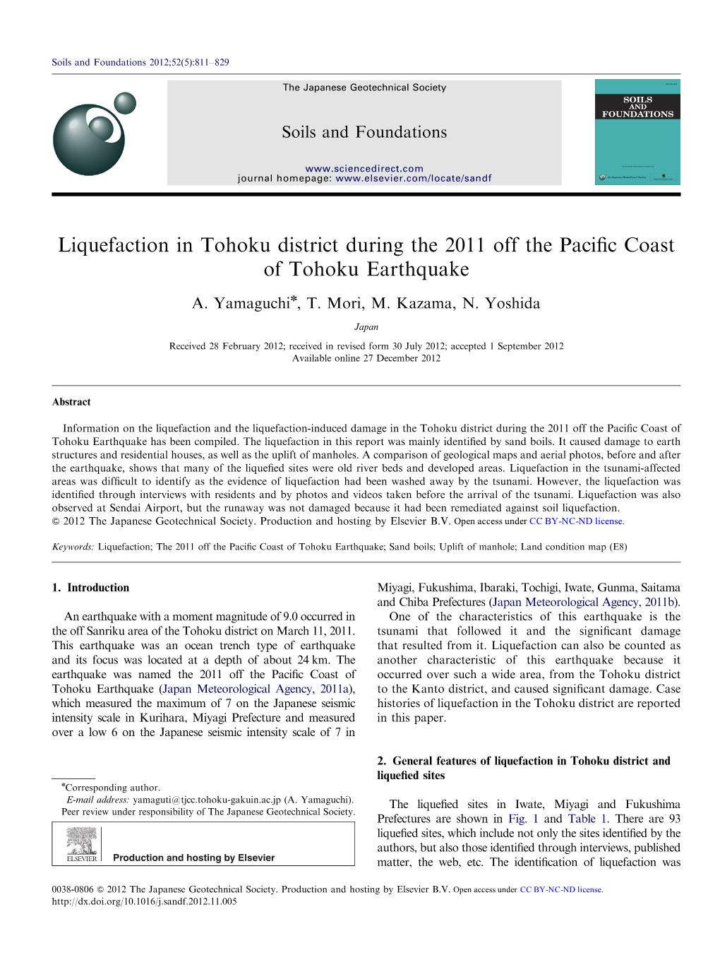 Liquefaction in Tohoku District During the 2011 Off the Pacific Coast Of