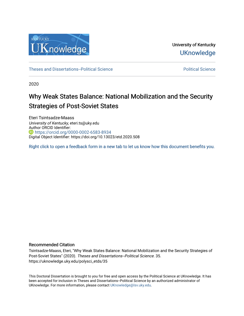 National Mobilization and the Security Strategies of Post-Soviet States