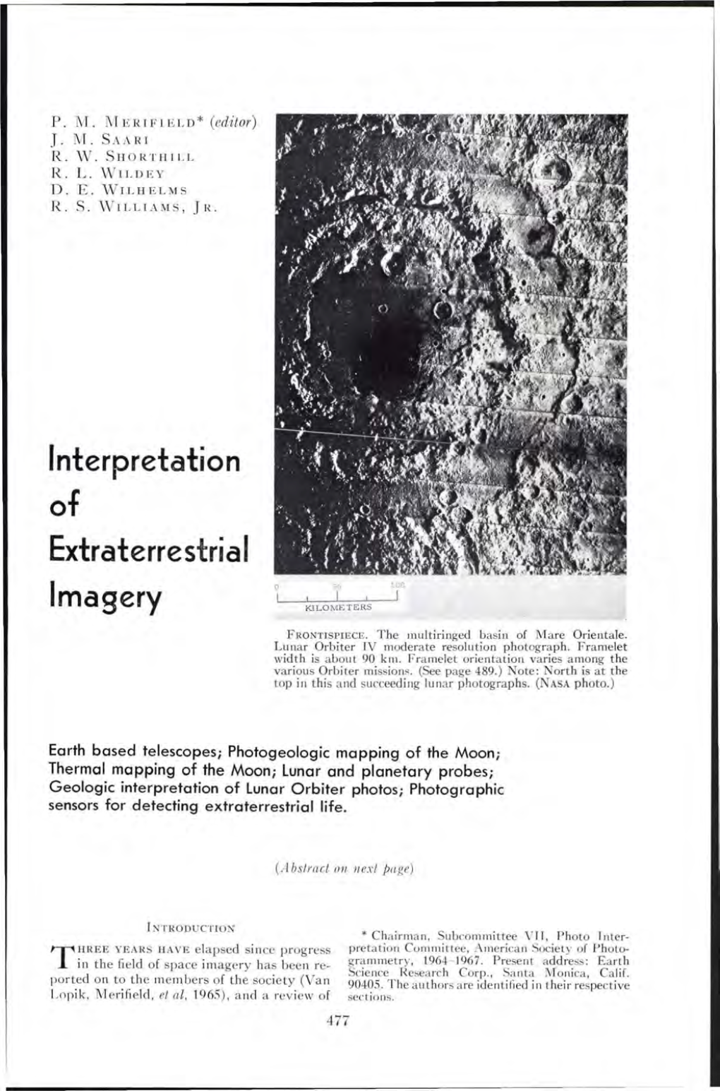 INTERPRETATION of EXTRATERRESTRIAL IMAGERY 479 Degree Polynomial (Bowen, 1960B)