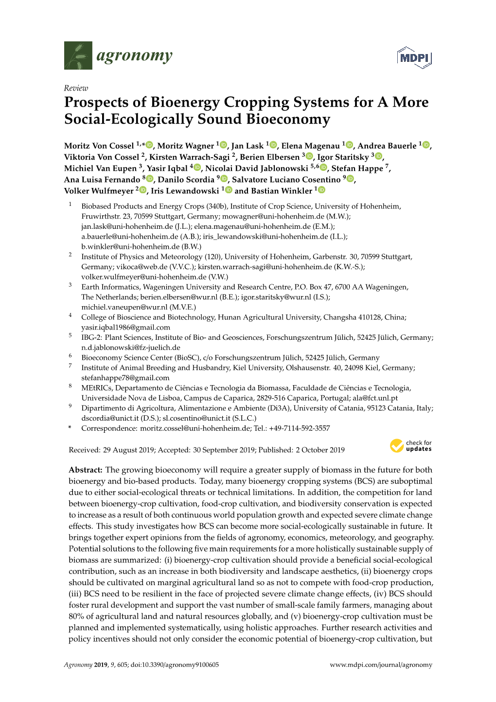 Prospects of Bioenergy Cropping Systems for a More Social-Ecologically Sound Bioeconomy