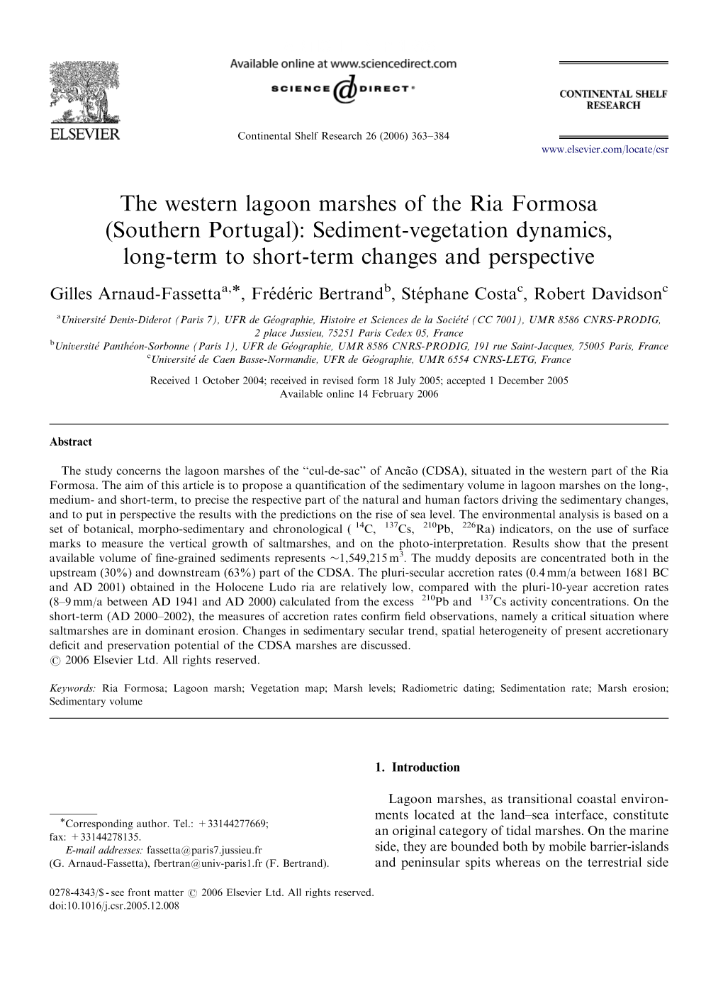 The Western Lagoon Marshes of the Ria Formosa (Southern Portugal): Sediment-Vegetation Dynamics, Long-Term to Short-Term Changes and Perspective