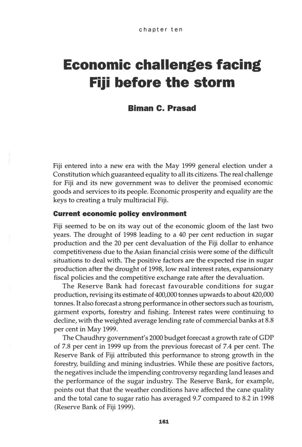 Economic Challenges Facing Fiji Before the Storm 163
