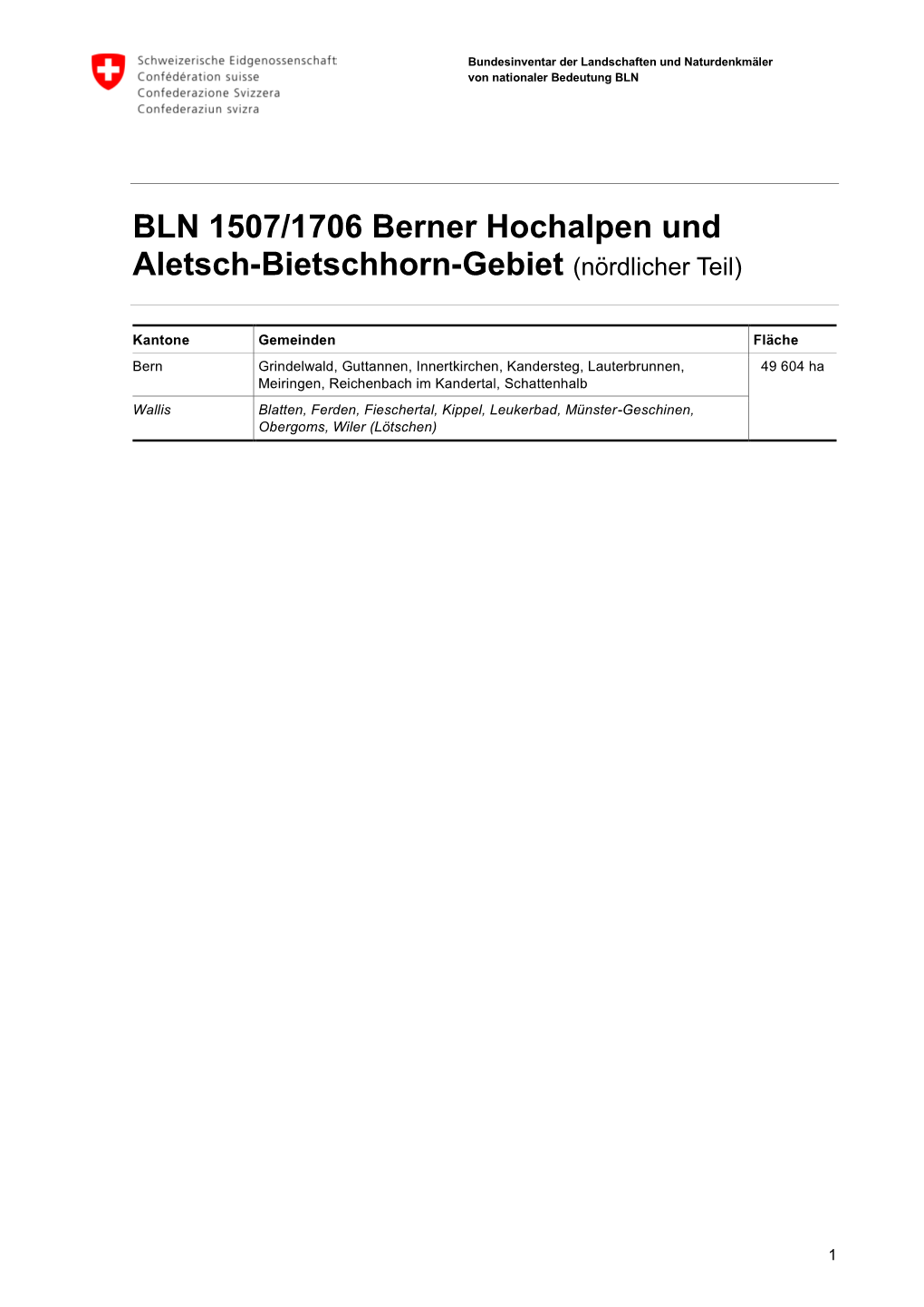 BLN 1507/1706 Berner Hochalpen Und Aletsch-Bietschhorn-Gebiet (Nördlicher Teil)