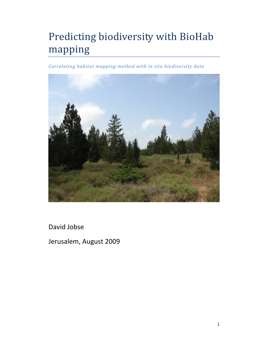 Predicting Biodiversity with Biohab Mapping