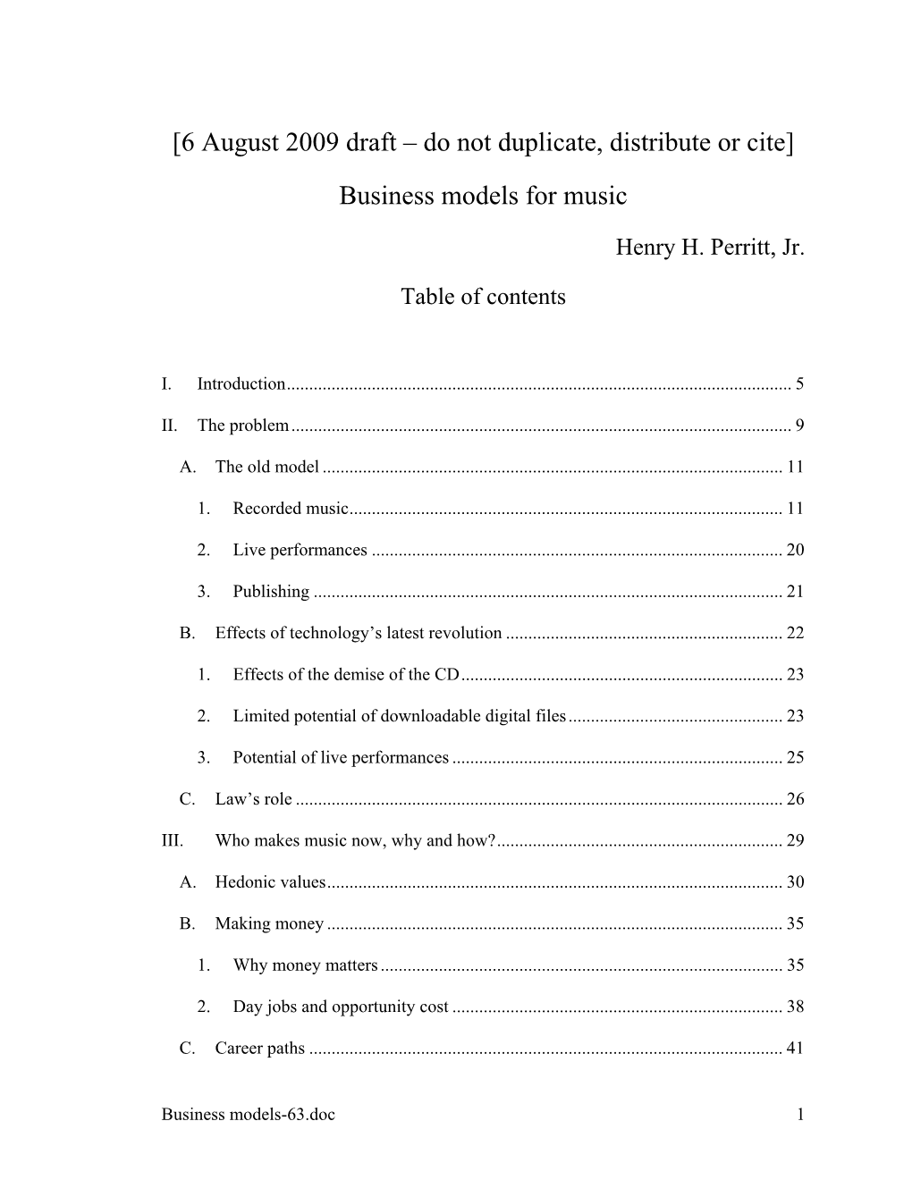 Outline for Business Model Article