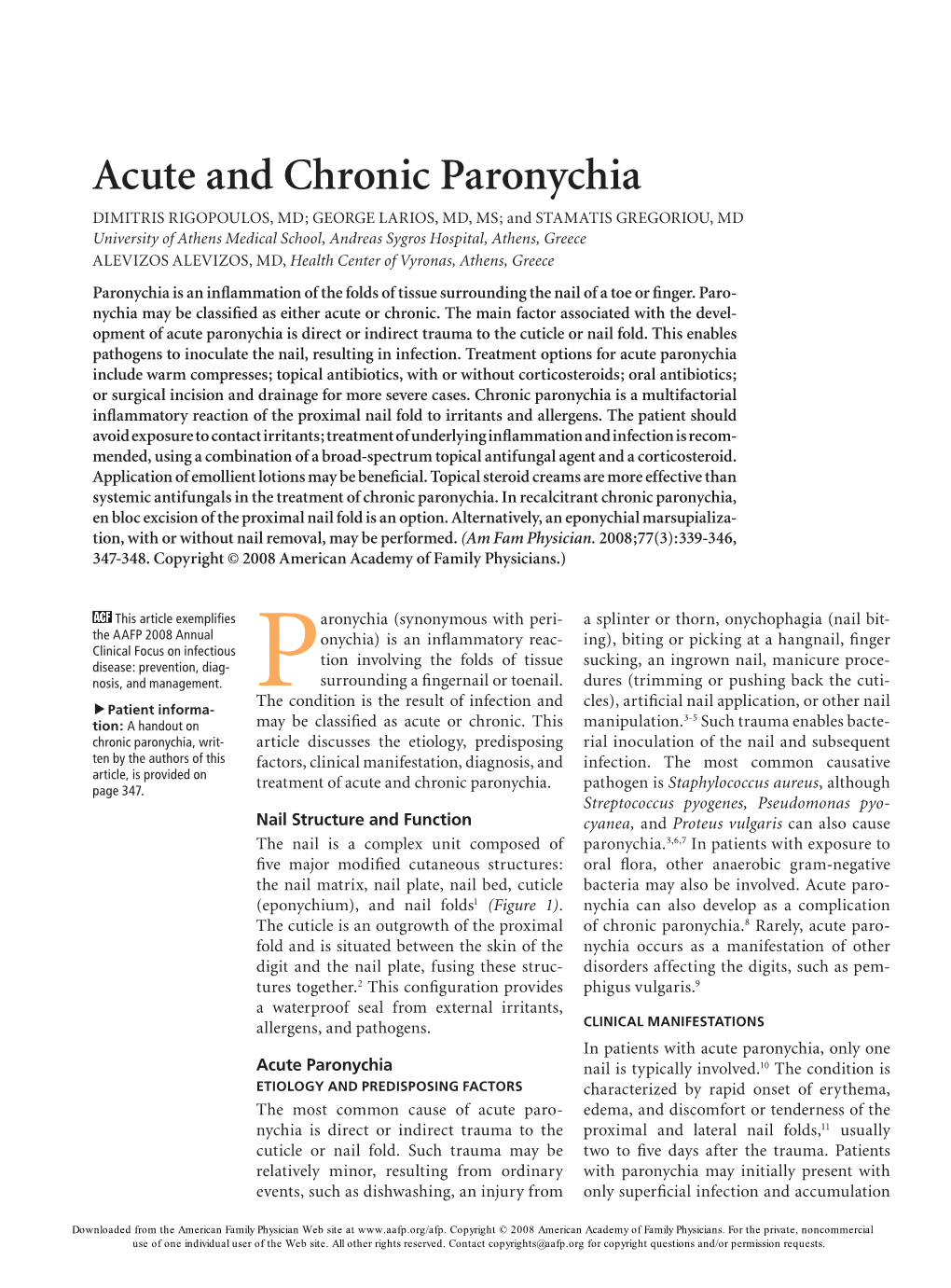 Acute and Chronic Paronychia