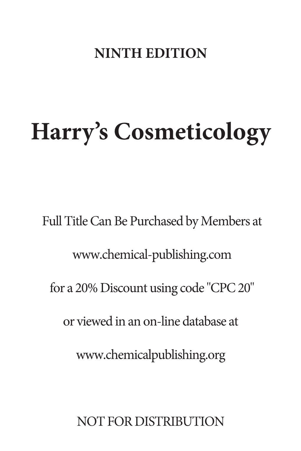 Harry's Cosmeticology 9Th Edition