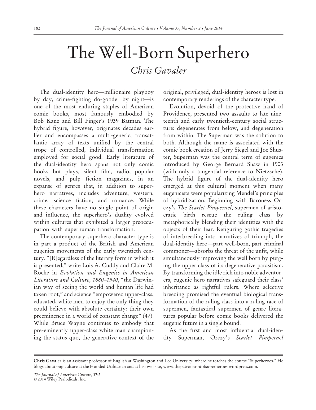 'The Well Born' Superhero'