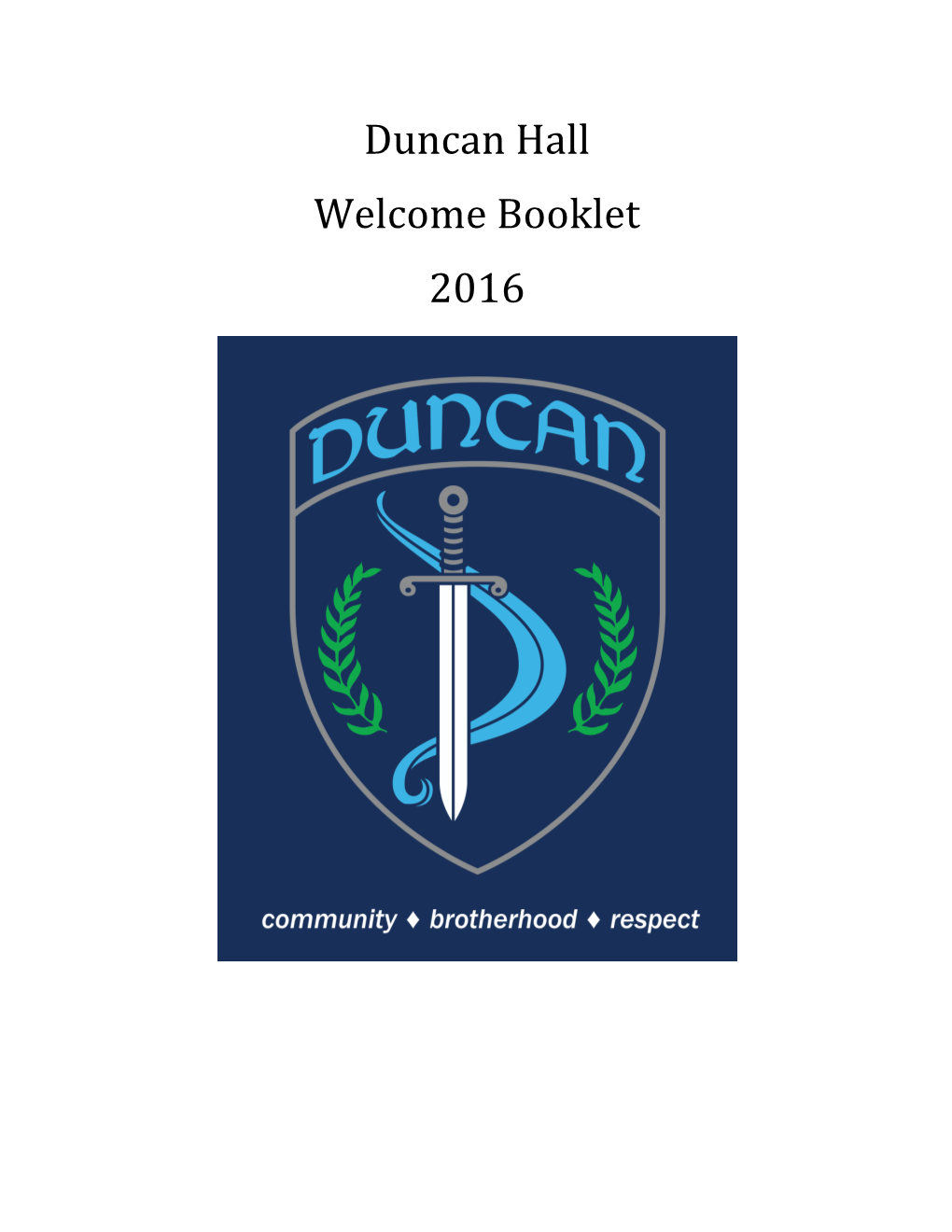 Duncan Hall Welcome Booklet 2016