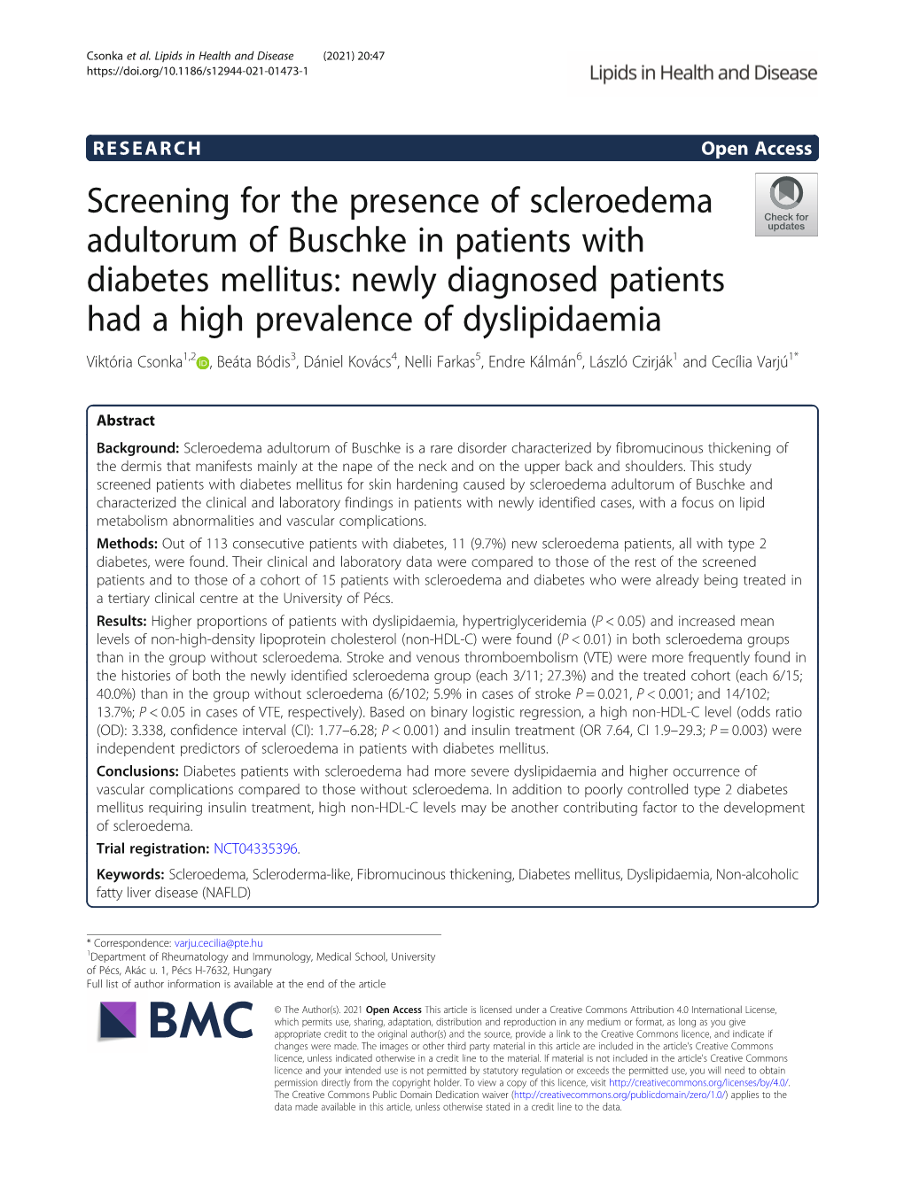 Screening for the Presence of Scleroedema Adultorum of Buschke